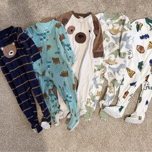 Carter's Toddler Boys' Bears Striped Dinosaur Fleece Footed Pajamas 5 Set